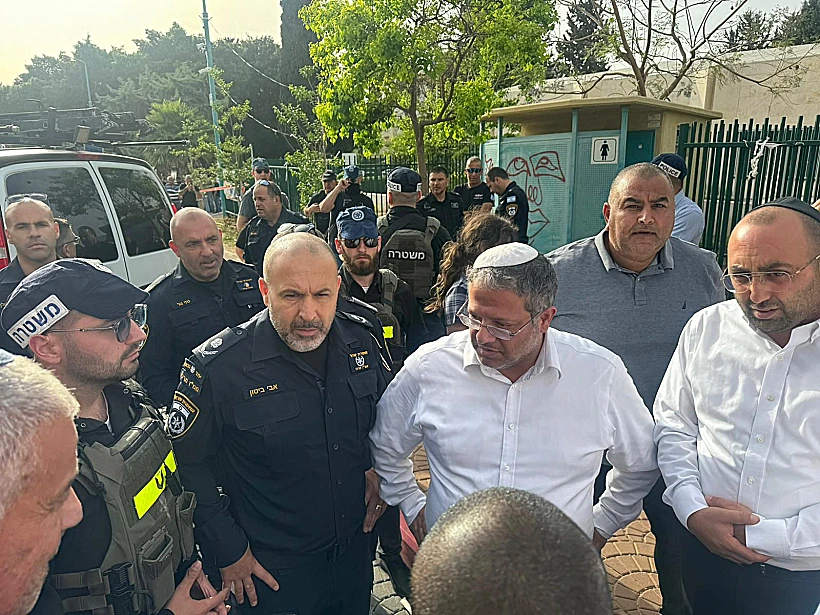 בן גביר בזירת הדקירה ברמלה