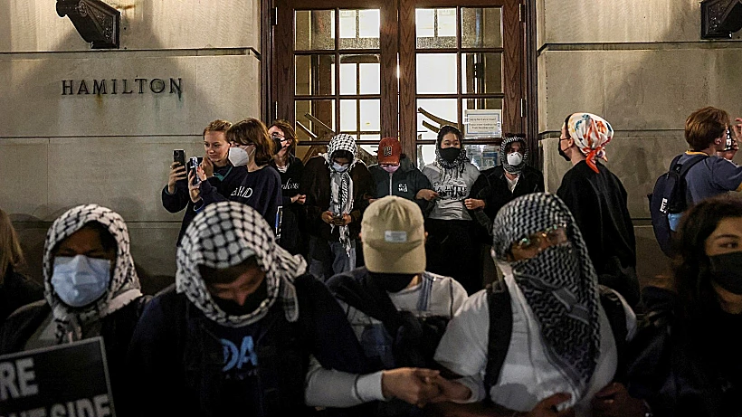 מפגינים פרו פלסטינים באוני' קולומביה