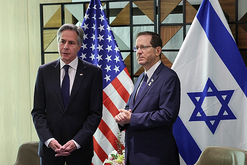 מזכיר המדינה האמריקני אנתוני בלינקן ונשיא המדינה יצחק הרצוג