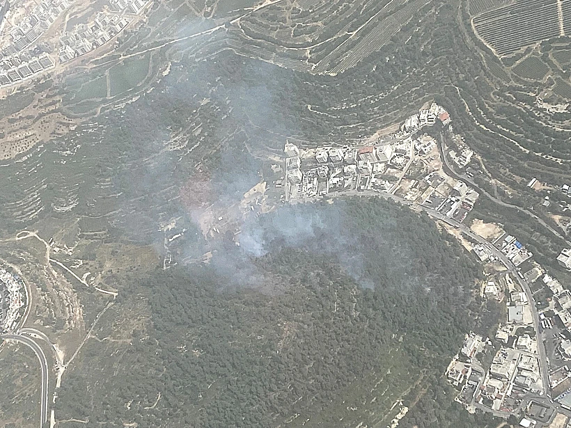 זירת השריפה בעין נקובא ואבו גוש שבאזור ירושלים