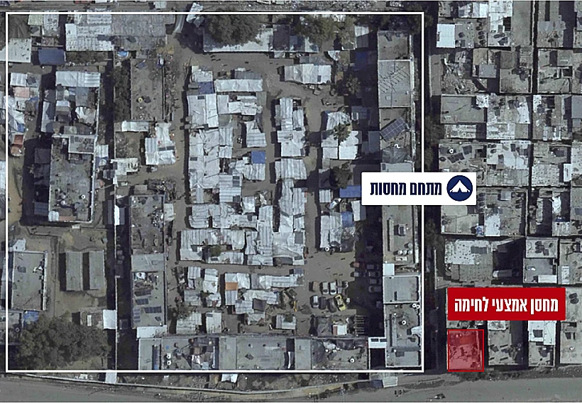 תצלום אווירי של מחסן אמל"ח צמוד למתחם מחסות בג'באליה צה"ל עזה