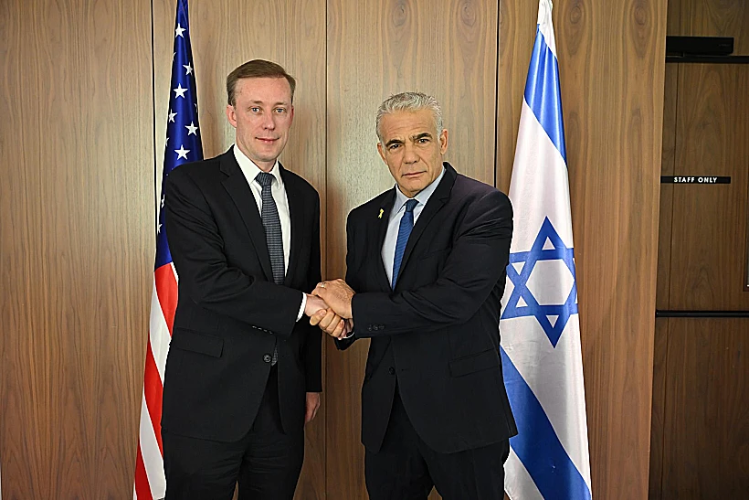 ראש האופוזיציה יאיר לפיד והיועץ לביטחון לאומי של ארה"ב, ג'ייק סאליבן