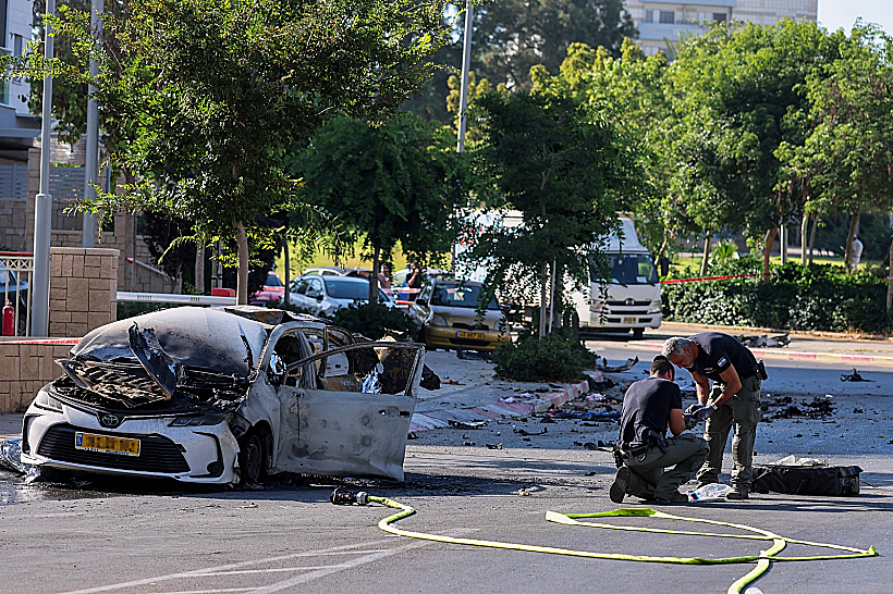 זירת פיצוץ הרכב באשקלון