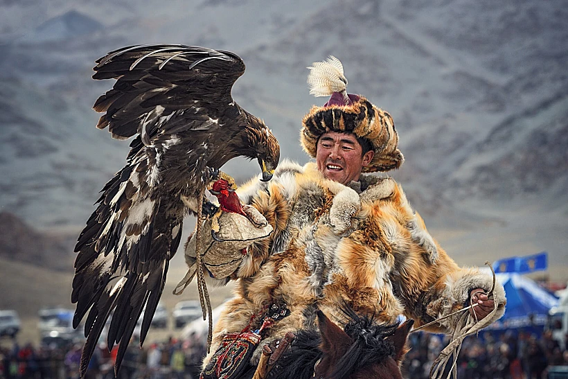 Bayan Ulgii,,mongolia, ,october,01,,2017:,golden,eagle,festival.,impressive
