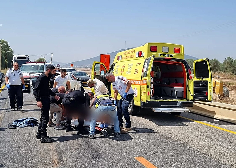 זירת התאונה בכביש 65 סמוך לבית קשת