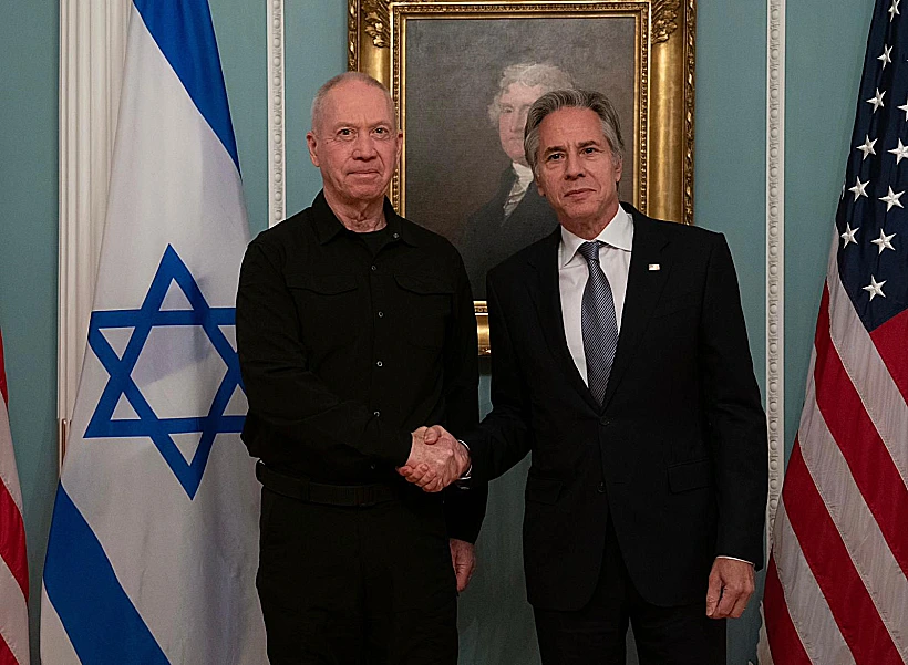 שר הביטחון יואב גלנט בפגישה עם מזכיר המדינה האמריקני אנתוני בלינקן