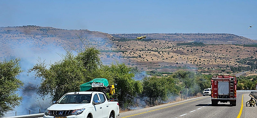 שריפה סמוך לנחל יהודיה ברמת הגולן