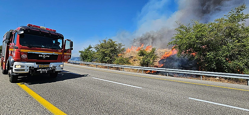 שריפה סמוך לנחל יהודיה ברמת הגולן