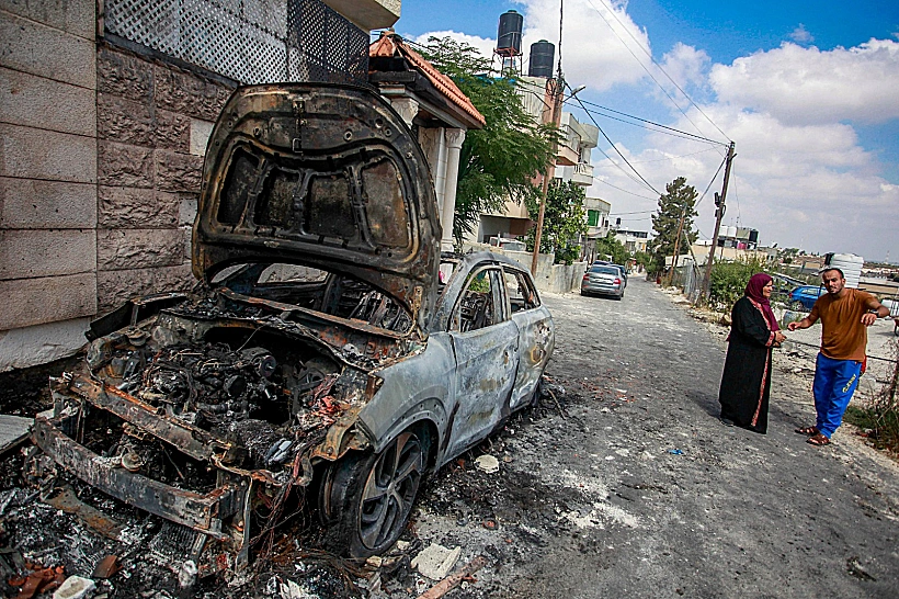 נזקי מתקפת המתנחלים על הכפר ג'ית