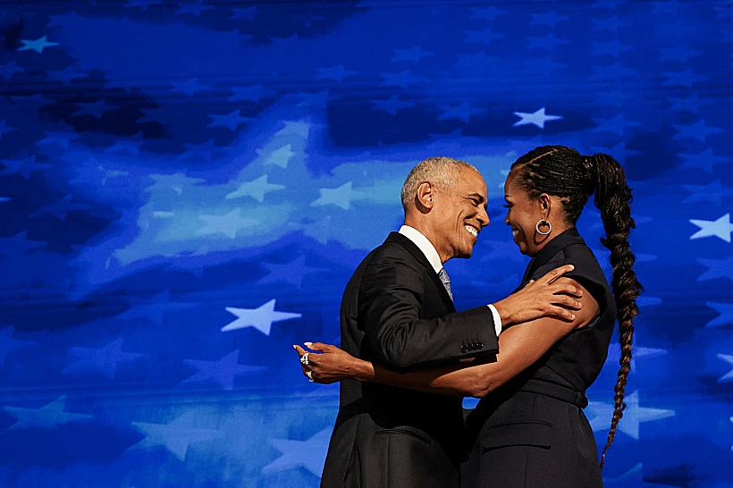 בני הזוג אובמה בוועידה הדמוקרטית בשיקגו