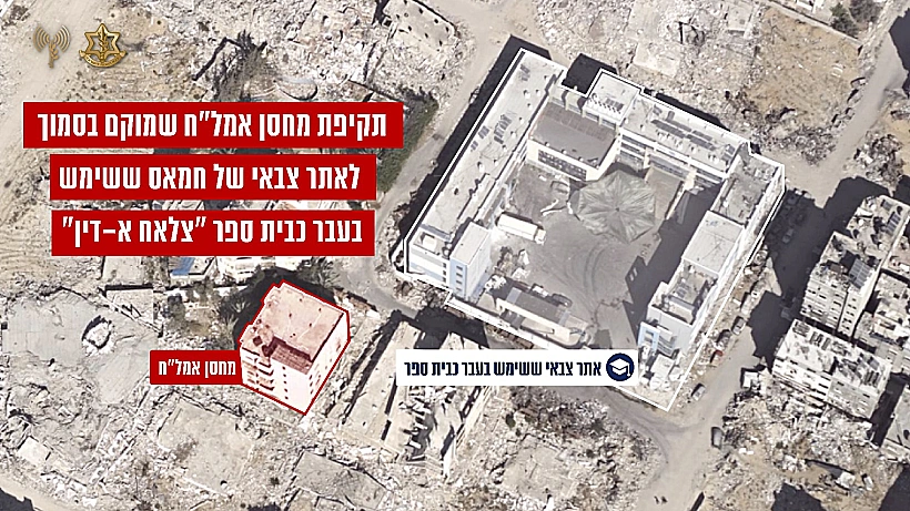 מחסן אמצעי הלחימה שהותקף סמוך לבית ספר בעזה