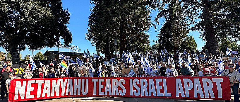 מפגינים בארה"ב מביעים הזדהות עם המחאה בישראל