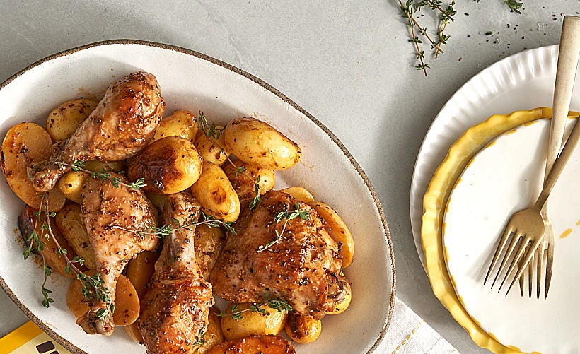 עוף ותפודים בתנור