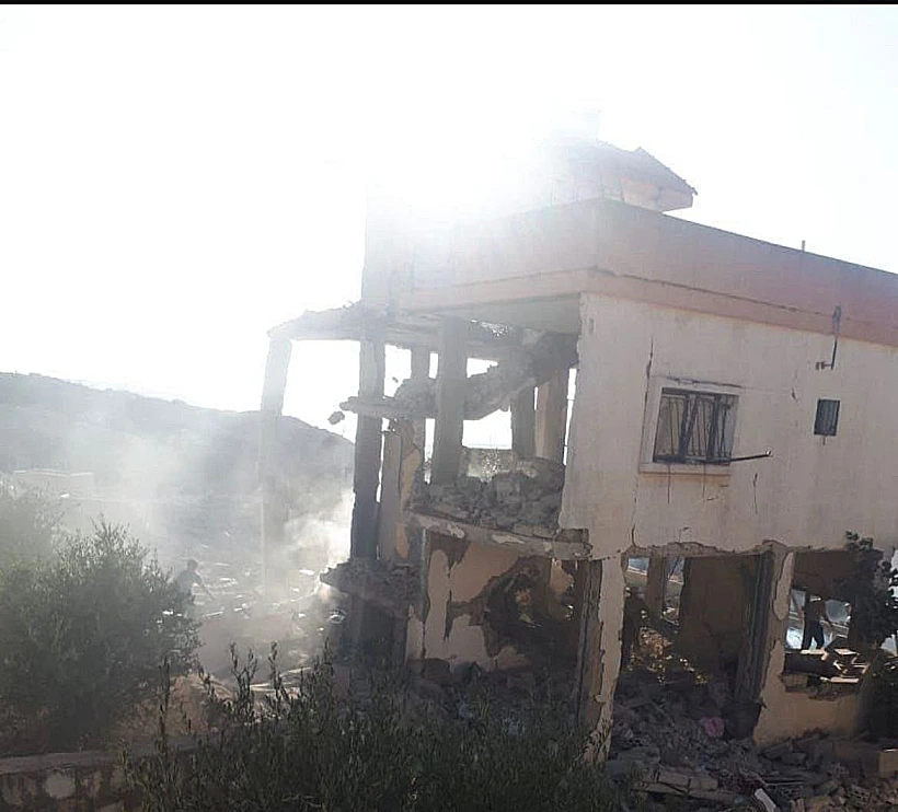 המבנה שהותקף בדרום לבנון