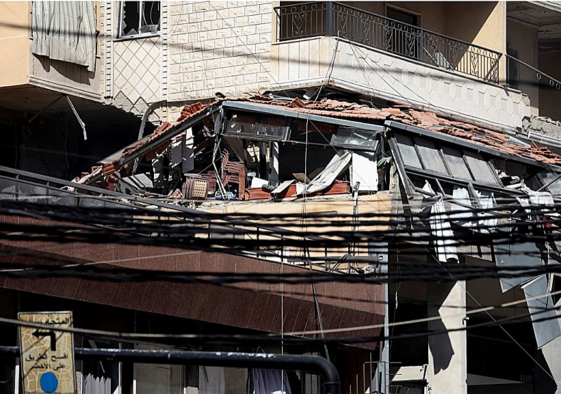 זירת התקיפה בדאחייה בביירות