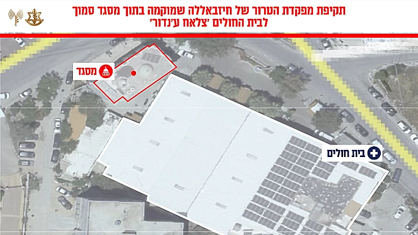 המסגד שהותקף בסמוך לבית החולים - ובו מפקדת חיזבאללה