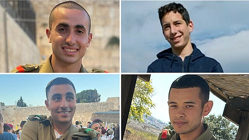 מימין למעלה: סמל יואב אגמון וסמל עומרי תמרי. מימין למטה: סמל אמיתי אלון אמיתי וסמל יוסף הייב