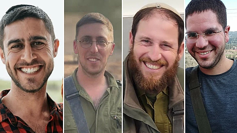 מימין לשמאל: רס"ר (מיל') גלעד אלמליח, סרן (מיל') אברהם יוסף גולדברג, סרן (מיל') עמית חיות, רס"ן (מיל') אליאב עמרם אביטבול