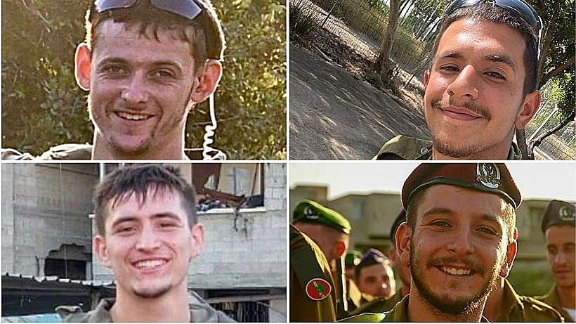 מימין למעלה: סמ"ר נאור חיימוב, סמ"ר אביב גלבוע, מימין למטה: סרן יהונתן (ג'וני) קרן, סמ"ר ניסים מיטל