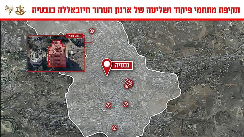 מפת תקיפות בנבטיה בלבנון