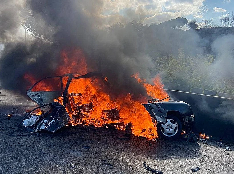 הרכב שהותקף באזור הר הלבנון