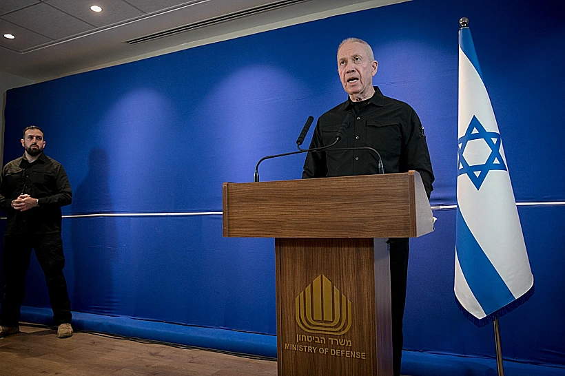 שר הביטחון היוצא יואב גלנט בהצהרתו הערב