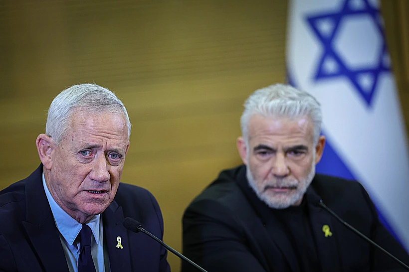 יאיר לפיד ובני גנץ בהצהרת ראשי האופוזיציה