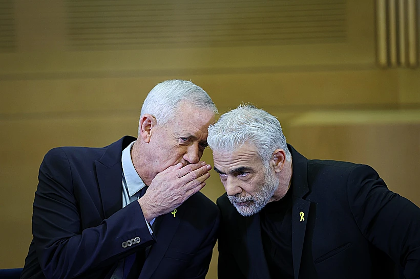 יאיר לפיד ובני גנץ בהצהרת ראשי האופוזיציה