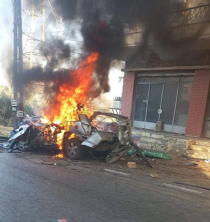 הרכב שהותקף בעומק לבנון