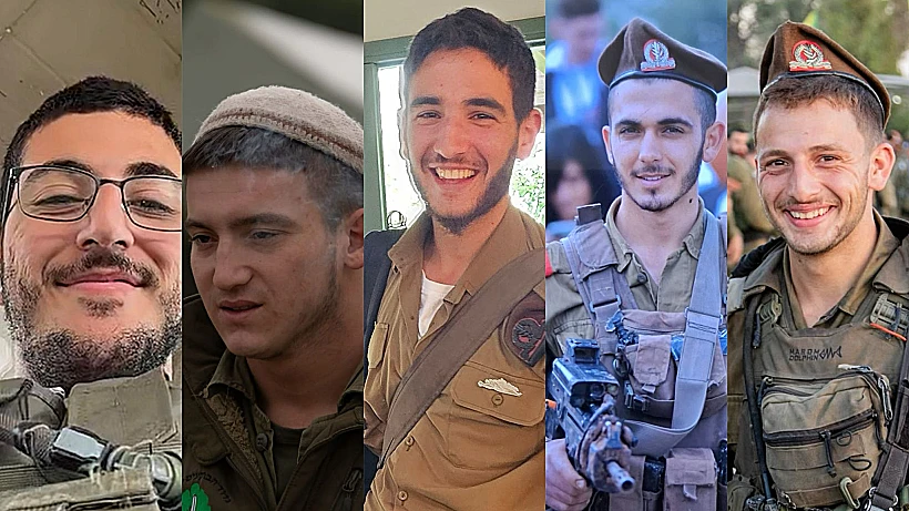 מימין: סרן איתי מרקוביץ, סמל שלו יצחק סגרון, סמ"ר דרור חן, סמ"ר שריה אלבוים, סמ"ר ניר גופר