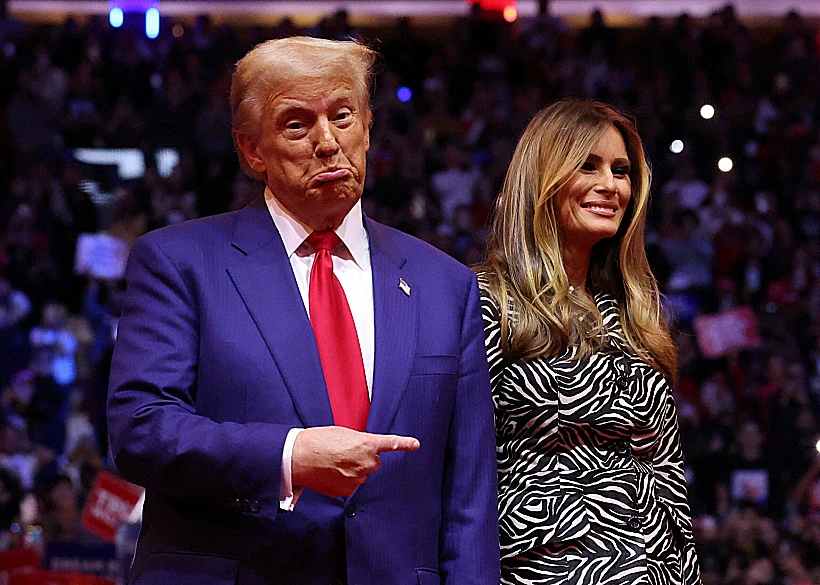 דונלד ומאלניה טראמפ בעצרת בחירות בניו יורק