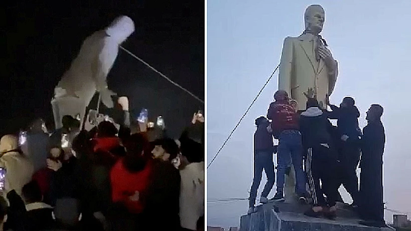 הפלת הפסל של חאפז אל-אסד בחומס ודיר א-זור