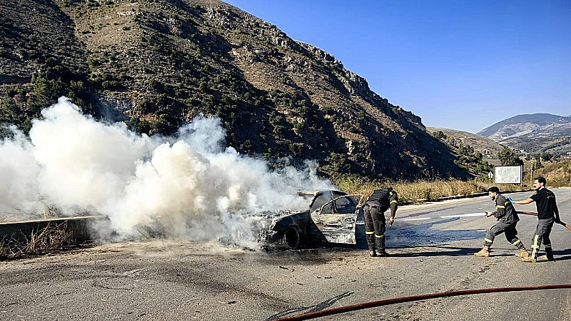 הרכב שהותקף מהאוויר בדרום לבנון