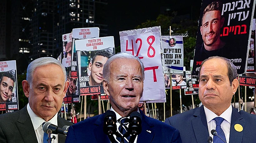 הנשיא ביידן, רה"מ נתניהו ונשיא מצרים א סיסי - על רקע הפגנה למען החטופים בת"א