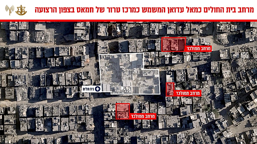 מרחב בית החולים כמאל עדואן המשמש כמרכז טרור של חמאס בצפון הרצועה