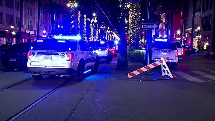 כוחות ביטחון בזירת אירוע הדריסה בניו אורלינס