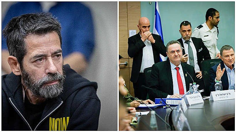 יו"ר ועחו"ב יולי אדלשטיין ושר הביטחון ישראל כ"ץ, חיים הימן, אביה של ענבר שנרצחה בשבי