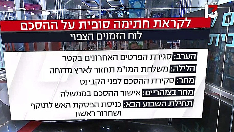 לוח הזמנים הצפוי של עסקת החטופים