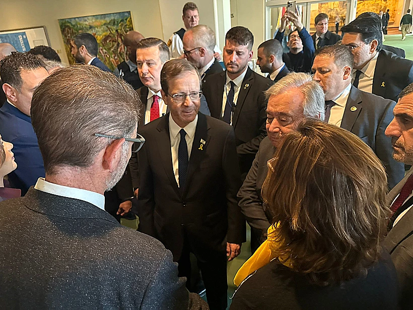 נשיא המדינה יצחק הרצוג ומזכ"ל האו"ם אנטוניו גוטרש