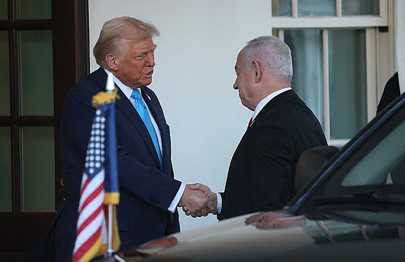 רה"מ נתניהו והנשיא טראמפ בפגישה בבית הלבן