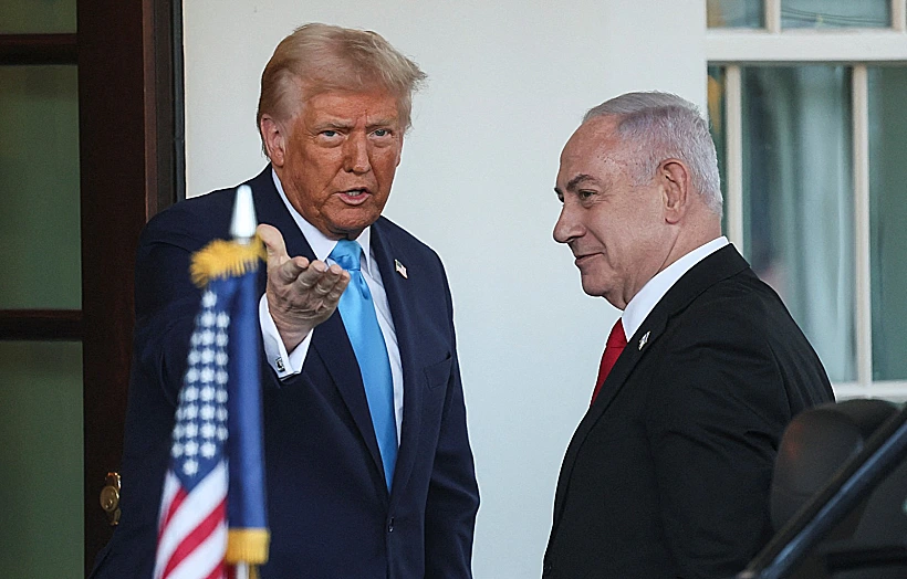 רה"מ נתניהו והנשיא טראמפ בפגישה בבית הלבן