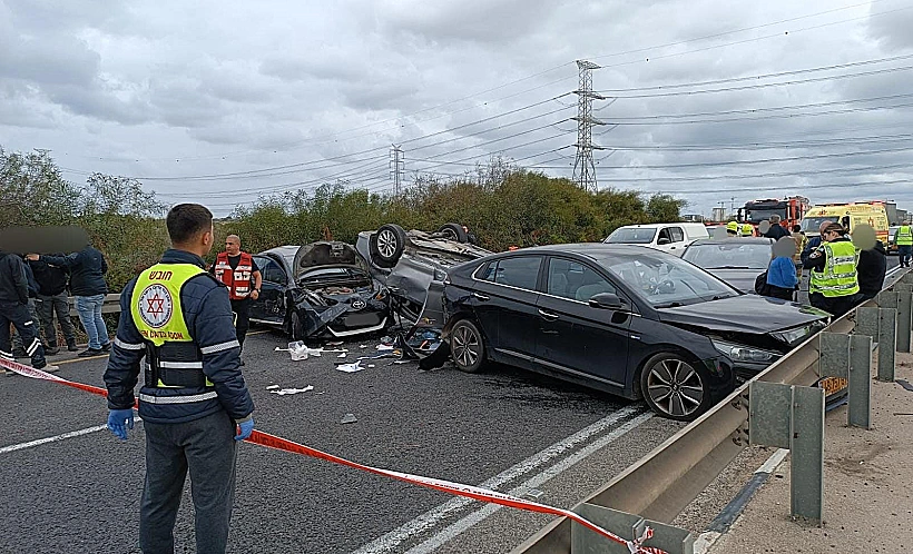 זירת התאונה באזור צומת נחל חדרה