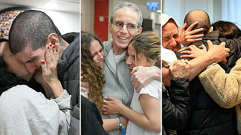 אלי שרעבי, אוהד בן עמי ואור לוי בפגישה ראשונה עם משפחותיהם בבתי החולים