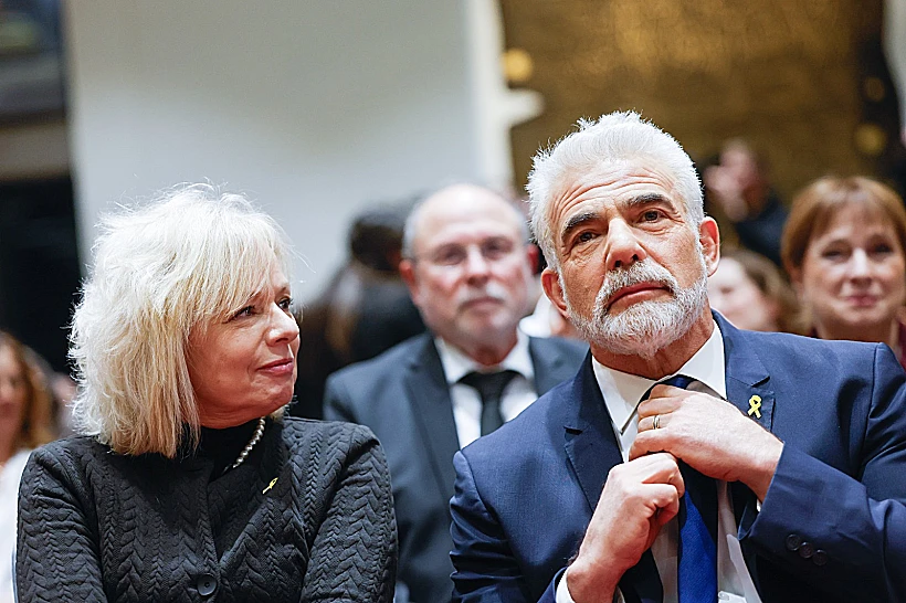 ראש האופוזיציה יאיר לפיד והיועמ"שית גלי בהרב-מיארה בטקס השבעת עמית לנשיא העליון