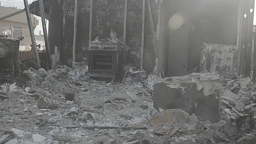 ההרס בביתה של בלהה ינון, שנרצחה ב-7 באוקטובר