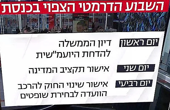 לוח זמנים לשבוע הקרוב