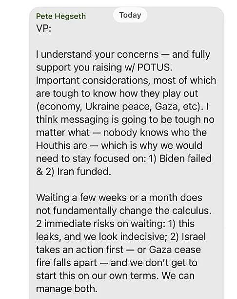 הצ'אט הסודי של הממשל האמריקני על תוכנית התקיפה בתימן