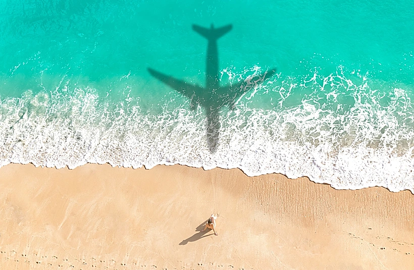 טיסה, חוף, מטוס, חופשה