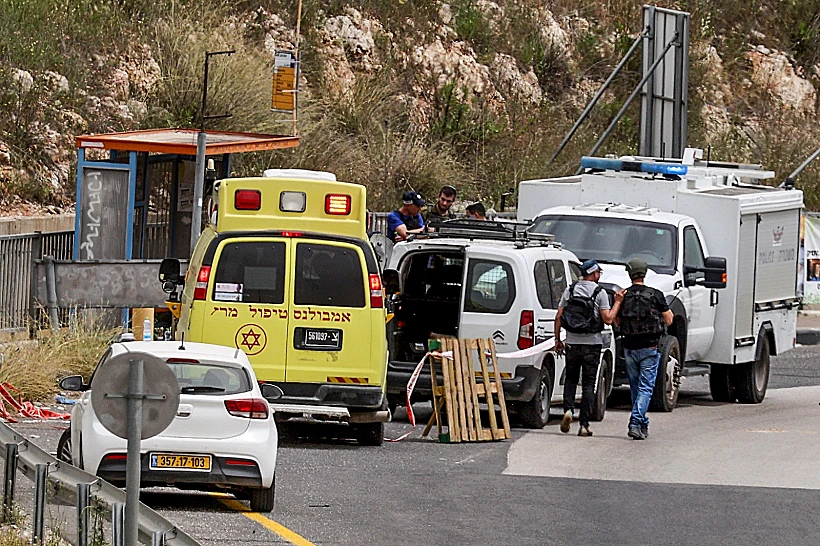 זירת ניסיון הפיגוע בצומת גיתי אבישר ליד אריאל