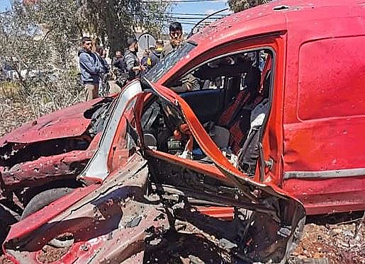 הרכב שהותקף בדרום לבנון